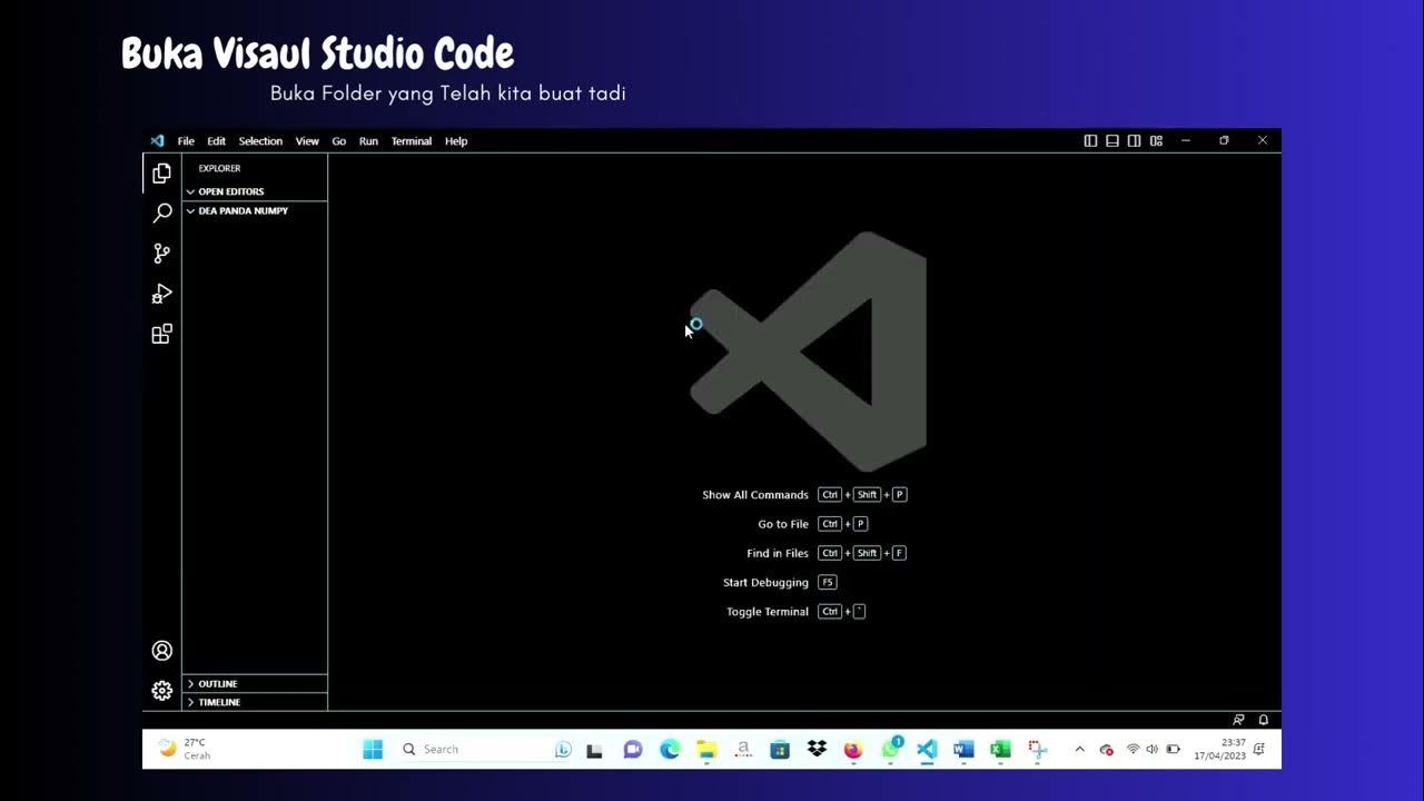 Cara memanggil file excel menggunakan python pandas dan numpy di visual