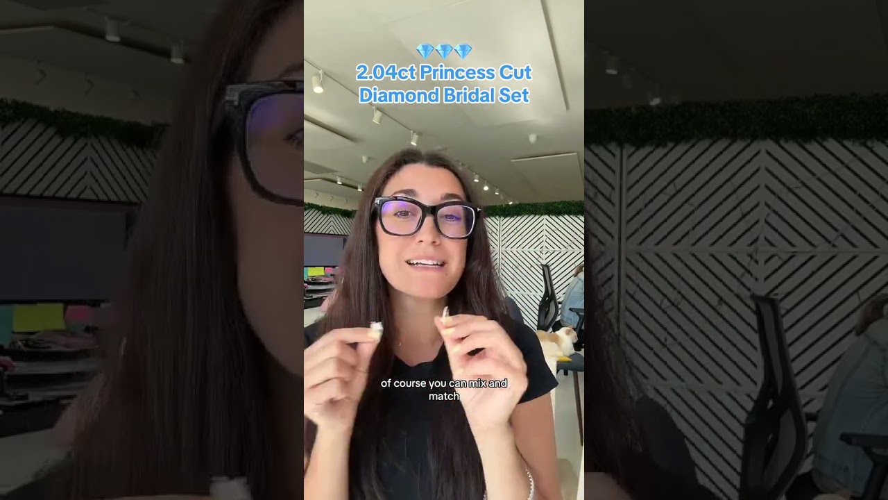 2.04 Princess Cut Diamond Bridal Set