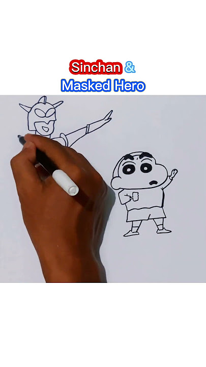 Drawing Shincan and Masked Hero ( Pahlawan Bertopeng) #shorts #shorts