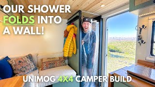 Our Shower Collapses Into A Wall! Convertible Shower With 3 SOLID Walls Trelino Toilet | Unimog #23