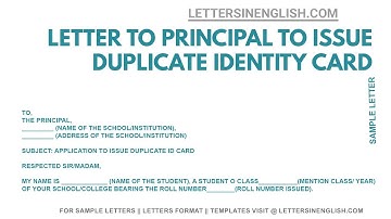 Application to Principal issuing Duplicate Identity Card | Letters in English