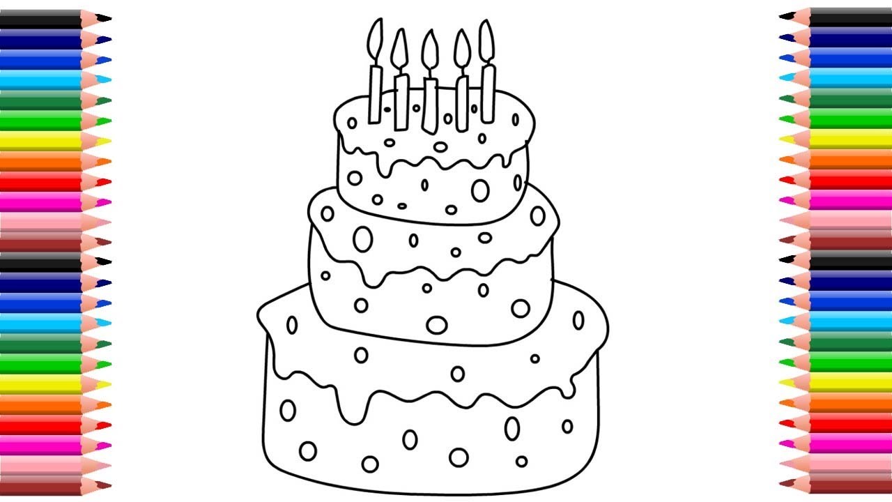 How To Draw Birthday Cake With Candles Birthday Cake Drawing Youtube