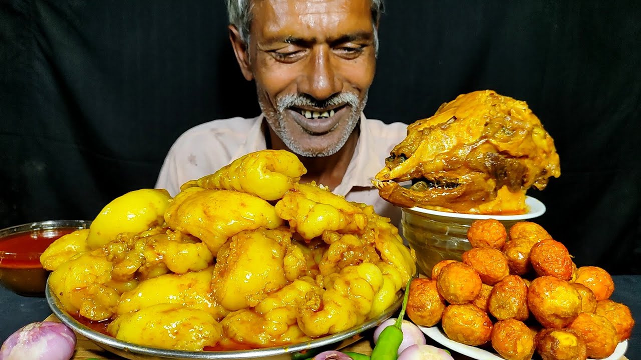 Eating Most Oily Mutton Fat Curry,Spicy Mutton Head Curry Quail Eggg