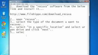 How to recover deleted files from the pen drive