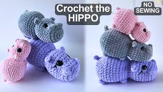 BEGINNER FRIENDLY - Crochet the HIPPO 🦛 tutorial *NO SEWING  (Step by step) *full video