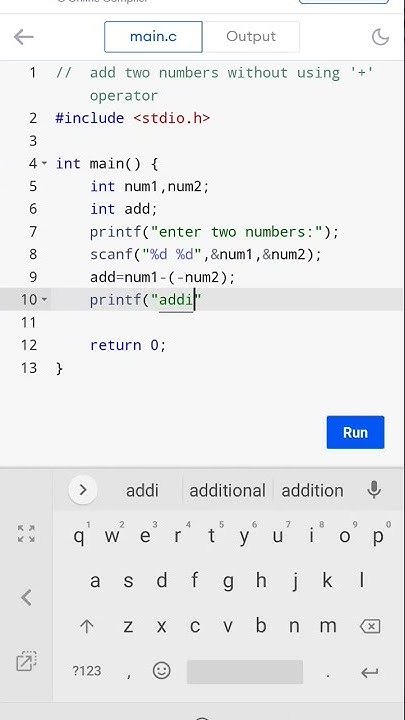 c program add two numbers without using '+' operator #cprogramming # ...