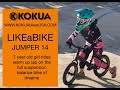 Balance bike KOKUA LIKEaBIKE Jumper 14 at the pump track with 7 year old