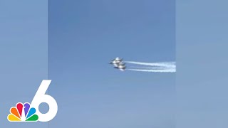 Two jets touch wings while performing in Fort Lauderdale Air Show