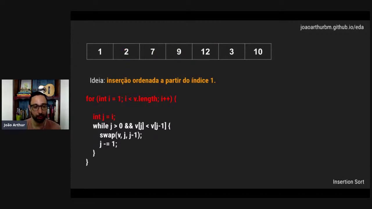 Lógica de Programação - Insertion Sort (Ordenação por Inserção