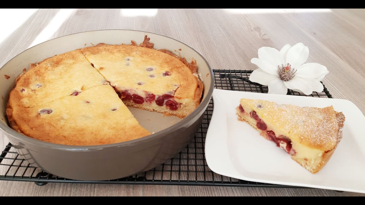 gebackener Käse Kirschkuchen aus der runden Pampered Chef Stonewareform