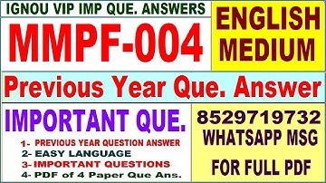 MMPF 004 Previous Year Question Paper in English | mmpf 004 important questions with answer
