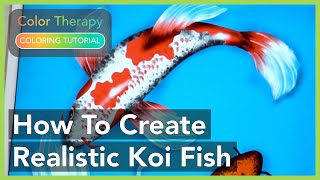 Coloring Tutorial: How to Color Realistic Koi Fish with Color Therapy App screenshot 1
