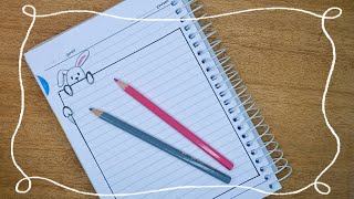 تزيين الدفاتر المدرسية للبنات من الداخل على شكل أرنب كيوت رسم سهل  notebook cute border design