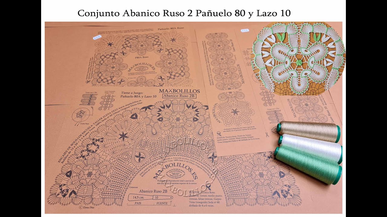 Encaje de bolillos. Vídeo 1 Abanico Ruso nº2 Comienzo y añadir 1 par