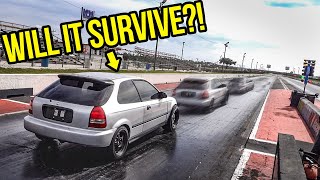 Racing My Cheap Ebay Honda Civic In The 1\/4 Mile Was The Scariest Thing Ever (DISASTER)