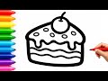 How to Draw a Cake ???? Easy Drawing, Coloring & Painting for Kids, Toddlers