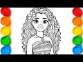 Disney princess moana drawing pages to color for kidscoloring pageseasy drawing  coloring moana