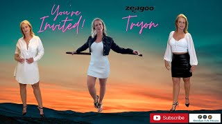 Zeagoo Body Con Dress Clothing Tryon Cruise Dinner Leather Pencil Skirt Denim Jacket with Heels