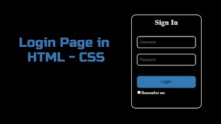 Login Page in HTML - CSS #javascript #frontend #animation #loader #loading #css3 #htmlcss #csseffect