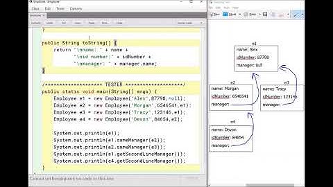 Working with objects example Employee Java