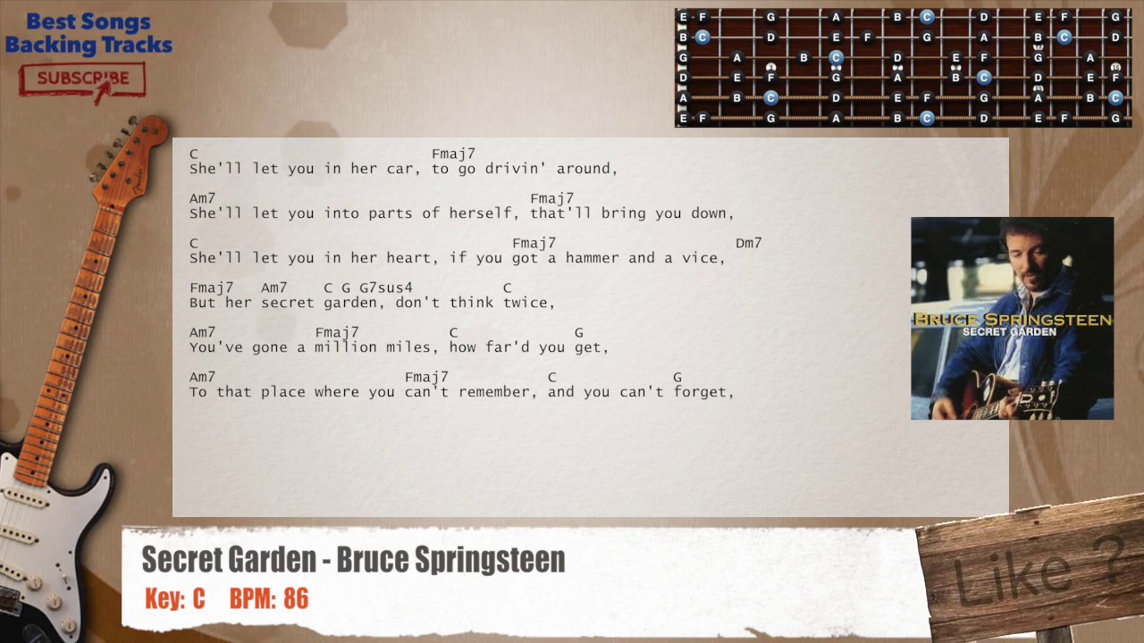Secret Garden Bruce Springsteen Guitar Backing Track With Chords