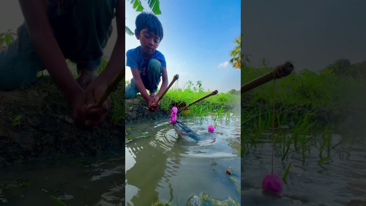 Village Amazing fishing by hook #fishing #bigfish #shorts
