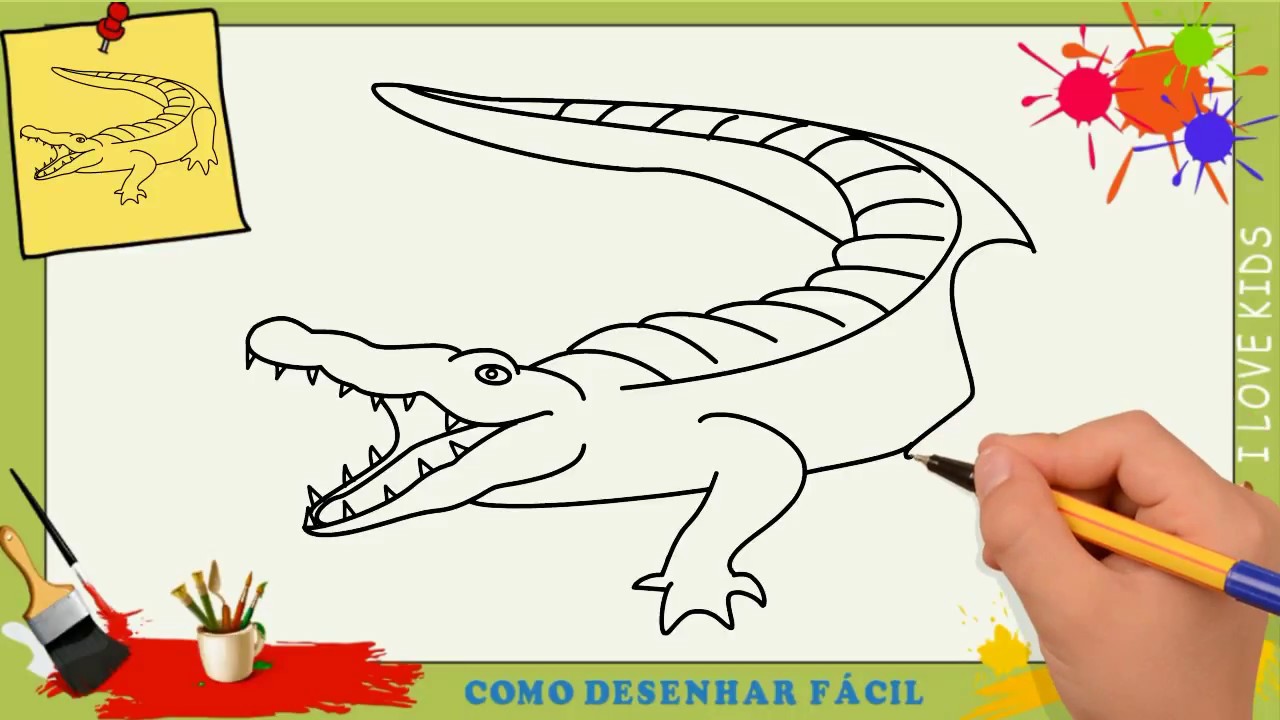 Como Desenhar Uma Ilustração Vetorial Crocodilo Desenhe Jacaré