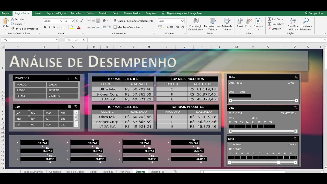 [Dashboard] - Dashboard no Excel com Tabela Dinâmica e segmentação de dados
