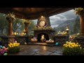 Gentle rain ambience this Easter with rain sounds and crackling fireplace sounds for the family asmr