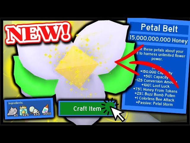 Crafting Op Petal Belt 2nd Spirit Petal All New Items Equipped Roblox Bee Swarm Simulator Youtube - videos matching new op codes storm update roblox power