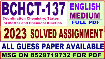 bchct 137 solved assignment 2023 / bchct 137 solved assignment 2022-23 English / bchct137 2023
