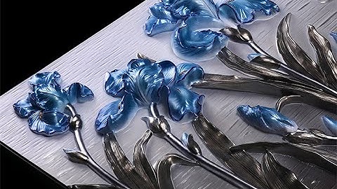 Tranh phù điêu đất sét hoa diên vĩ - tranh đất sét 3D - tranh phù điêu nghệ thuật