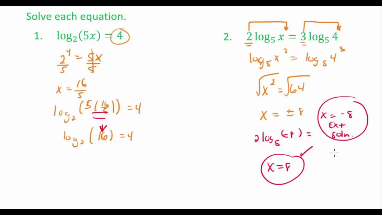 Solving Logarithmic Equations - YouTube
