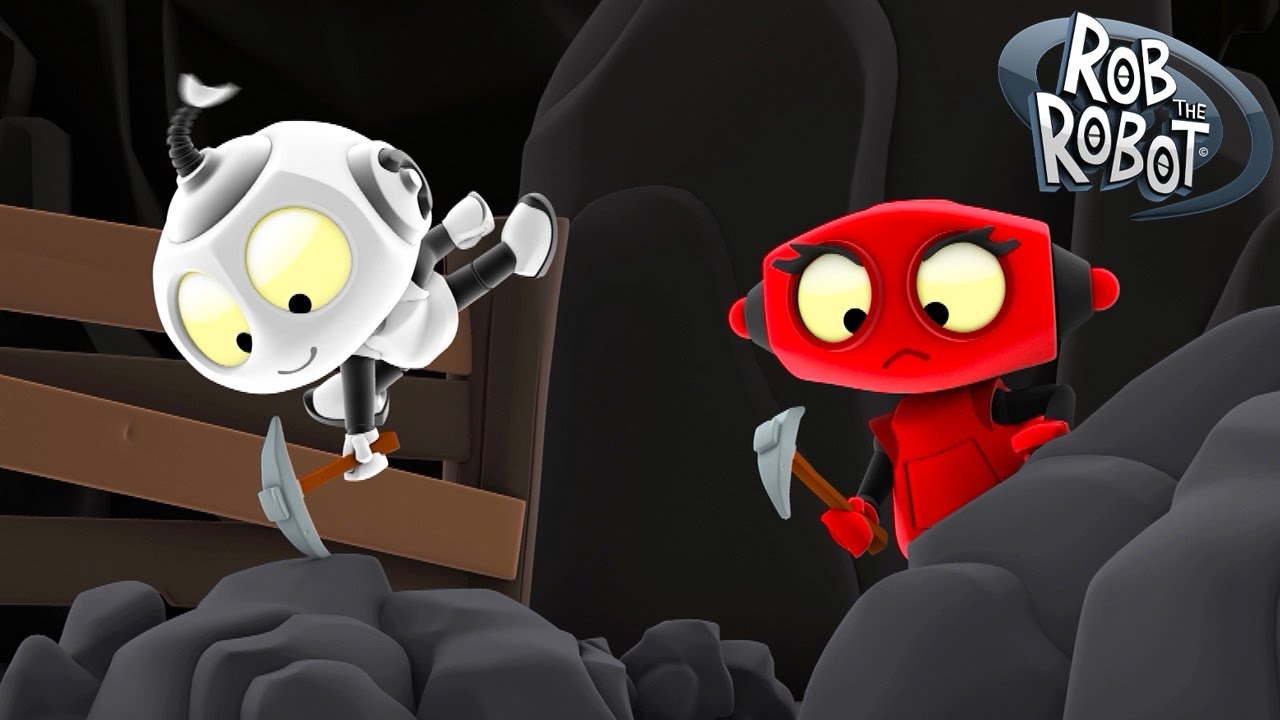 Rob Rocks Cartoon Rob Tries Mining and Crafting for Diamonds!| Rob the Robot & Friends ...