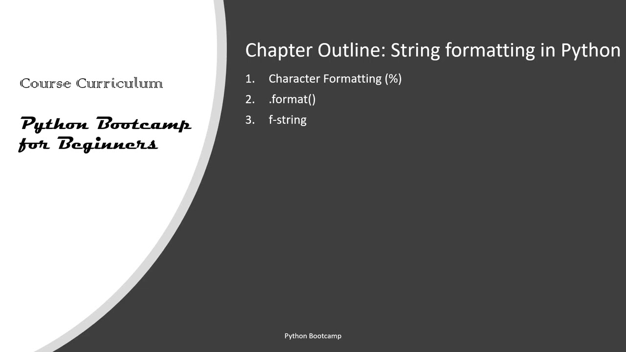 l42- string formatting in python using template class... 7.0: Chapter outline: String formatting in Python - YouTube