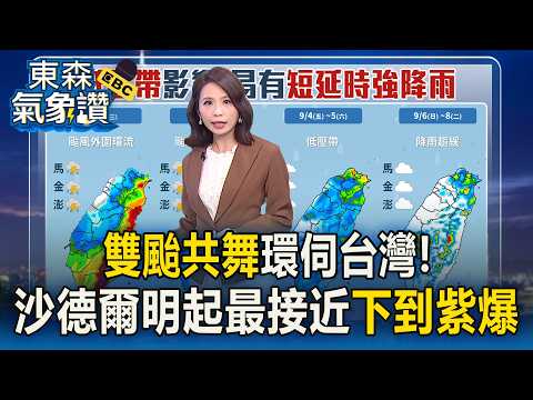 雙颱共舞環伺台灣！沙德爾明起最接近下到紫爆 這天雨勢才有感緩和【東森氣象讚】