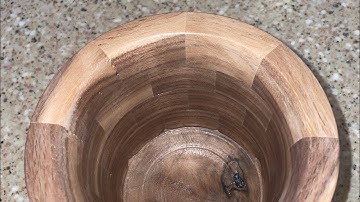 Walnut wood segmented bowl / planter with commentary