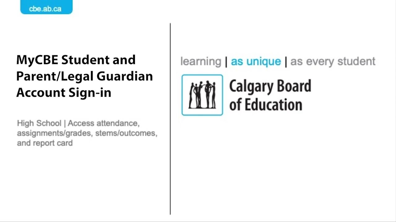 MyCBE Student and Parent/Legal Guardian Account Sign-in - High School