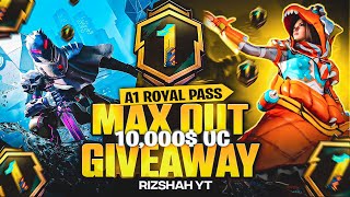 NEW A1 ROYAL PASS 1-100 LEVEL MAXED-OUT😱 $10,000 UC GIVEAWAY COMING SOON! ❤️