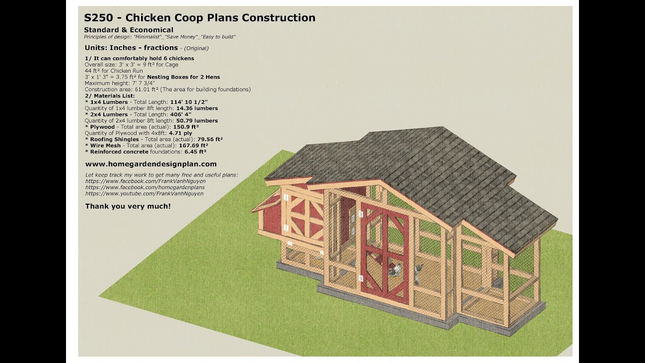 S250 - Chicken Coop Plans Construction - Material List_1224 - YouTube