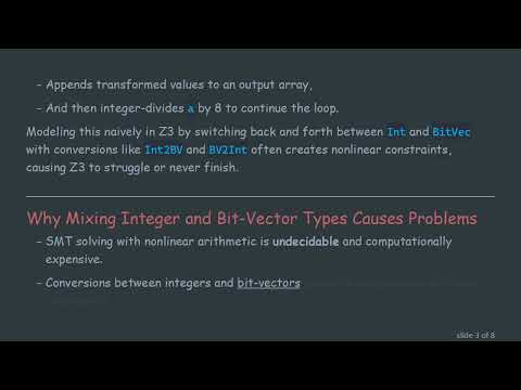 Avoiding Z3 Solver Hangups by Using Bit-Vectors Instead of Mixed Integer and Bit-Vector Arithmetic