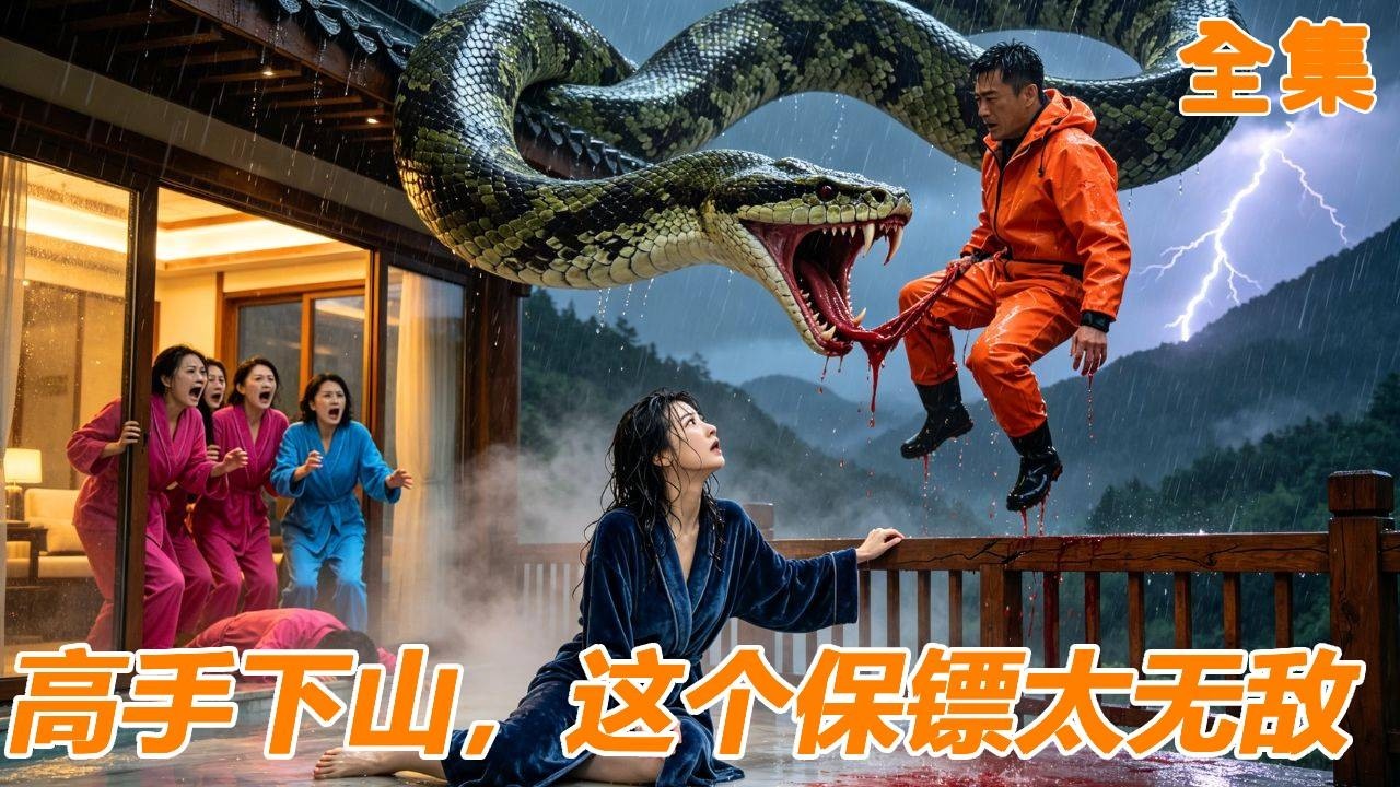 美女主播度假遇巨蛇，别墅惊魂逃生！