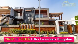 6 BHK 70x65 ft Bungalow | Luxurious House In India With Home Theatre & Swimming Pool