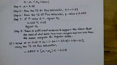 MATH 2133 Section 9.2 Two Means: Independent Samples