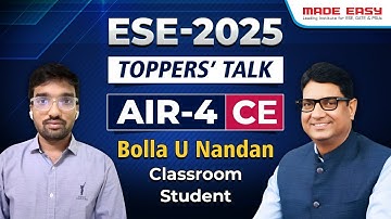 UPSC ESE 2025 AIR 4 | Civil Engineering| Bolla Ushneesh Nandan | Toppers