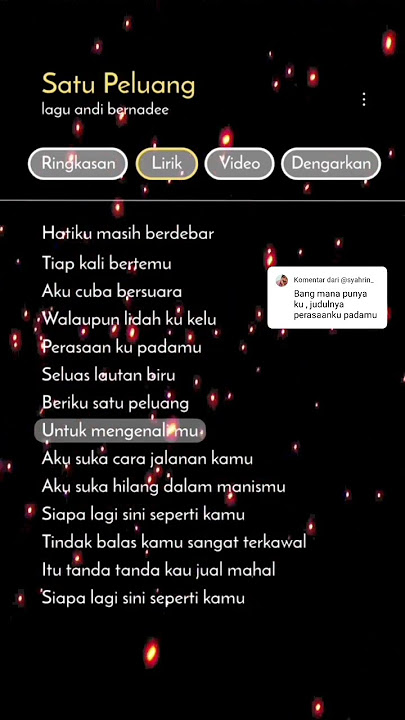 Lirik Lagu Satu Peluang #liriklagu #satupeluang #fyp #liriklagu #lirikgoogle #fypシ #lirik #satu