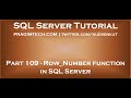 Row Number function in SQL Server