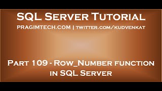 Row Number function in SQL Server