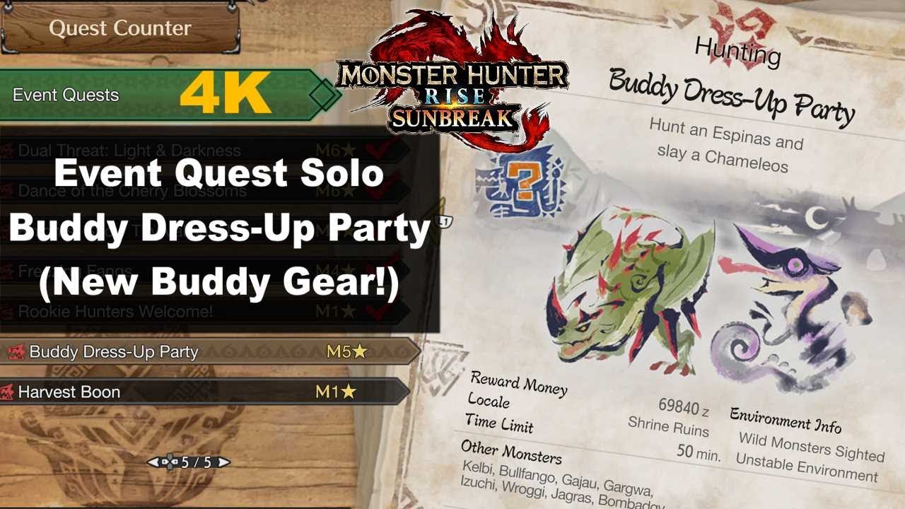 MHR Sunbreak Event Quest Solo Buddy DressUp Party (New Buddy