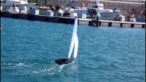 Canting Keel RC Yacht beginning to foil